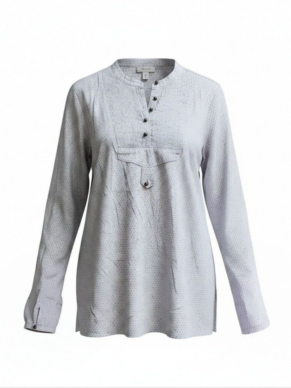 Faconnable White Dot Henley Button-Front Shirt Women's Size Medium Silk/Cotton